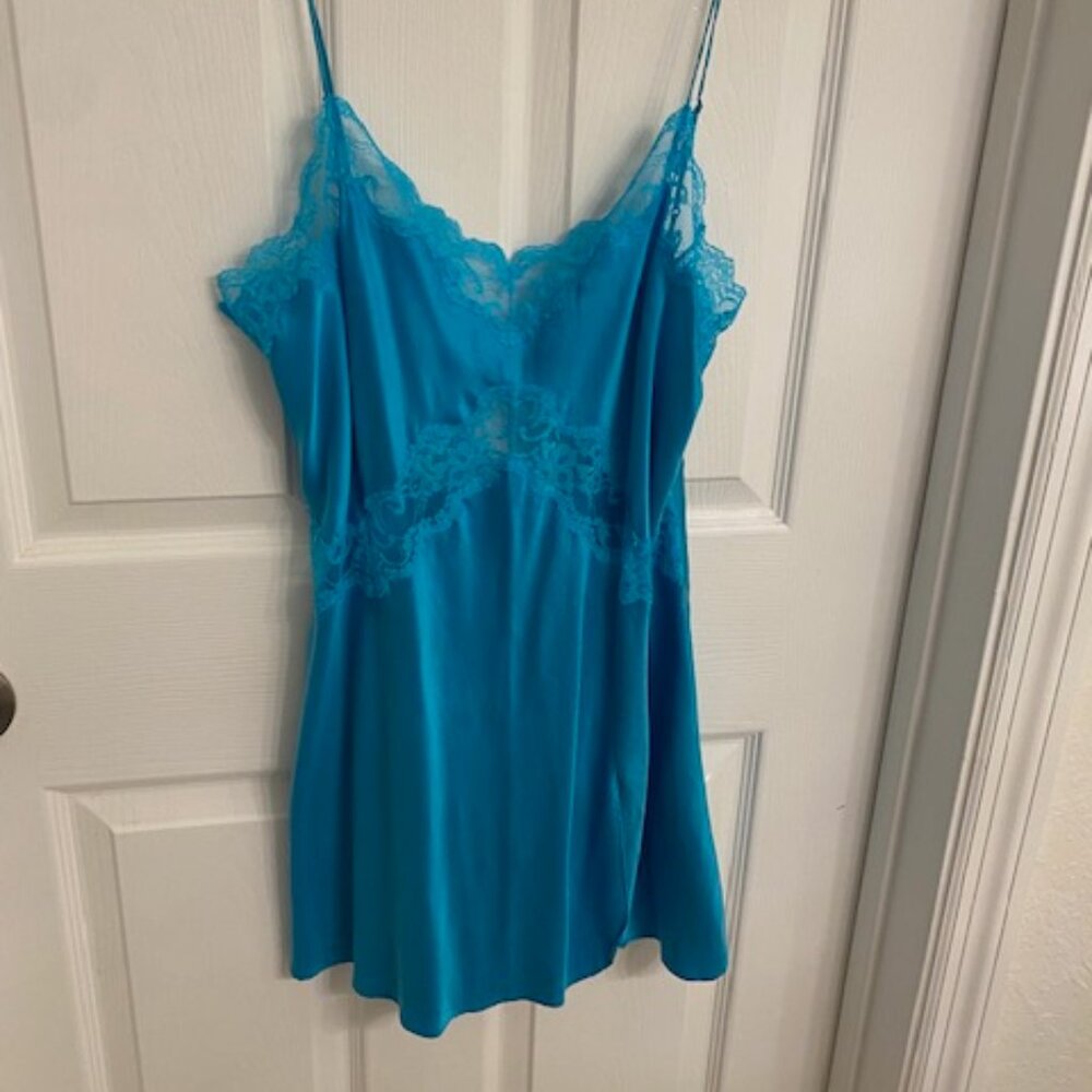 Silk Lace Lingerie Victoria Secret Sexy Vintage 2000s Blue Size M